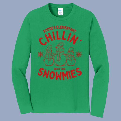Adult Long Sleeve Shirt - Winter - Chillin With The Snowmies Red Thumbnail