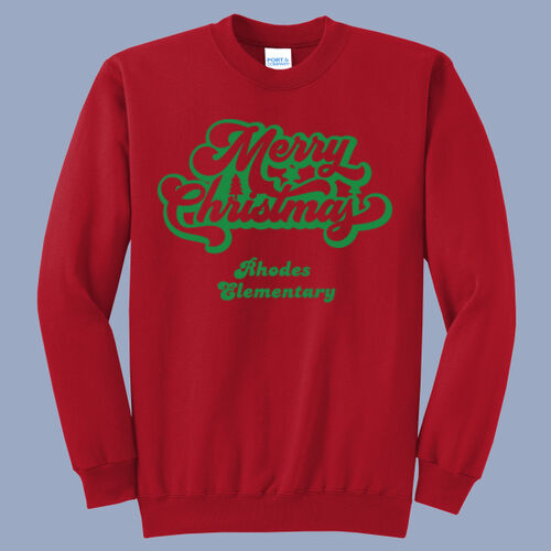Adult Crewneck - Winter - Merry Christmas Green Thumbnail