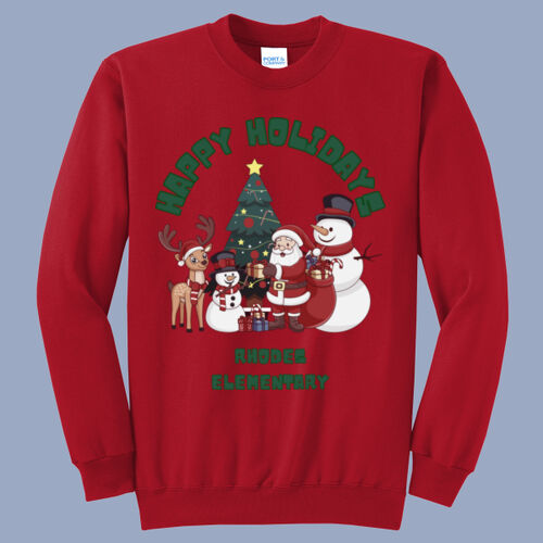 Adult Crewneck - Winter - Happy Holidays Green Thumbnail