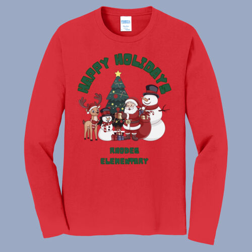 Adult Long Sleeve Shirt - Winter - Happy Holidays Green Thumbnail
